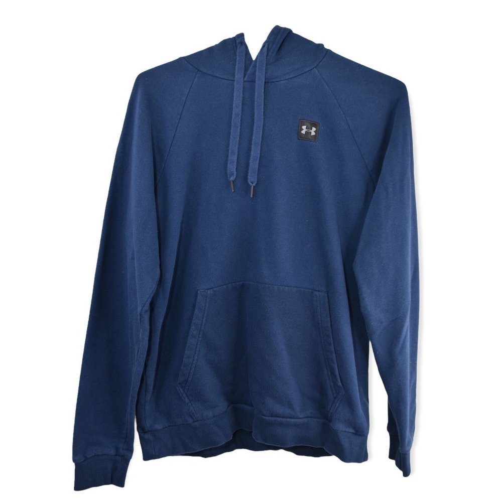 Under Armour Hoodie M Mens Blue Pullover Sweatshirt Drawstring Athletic Pocket